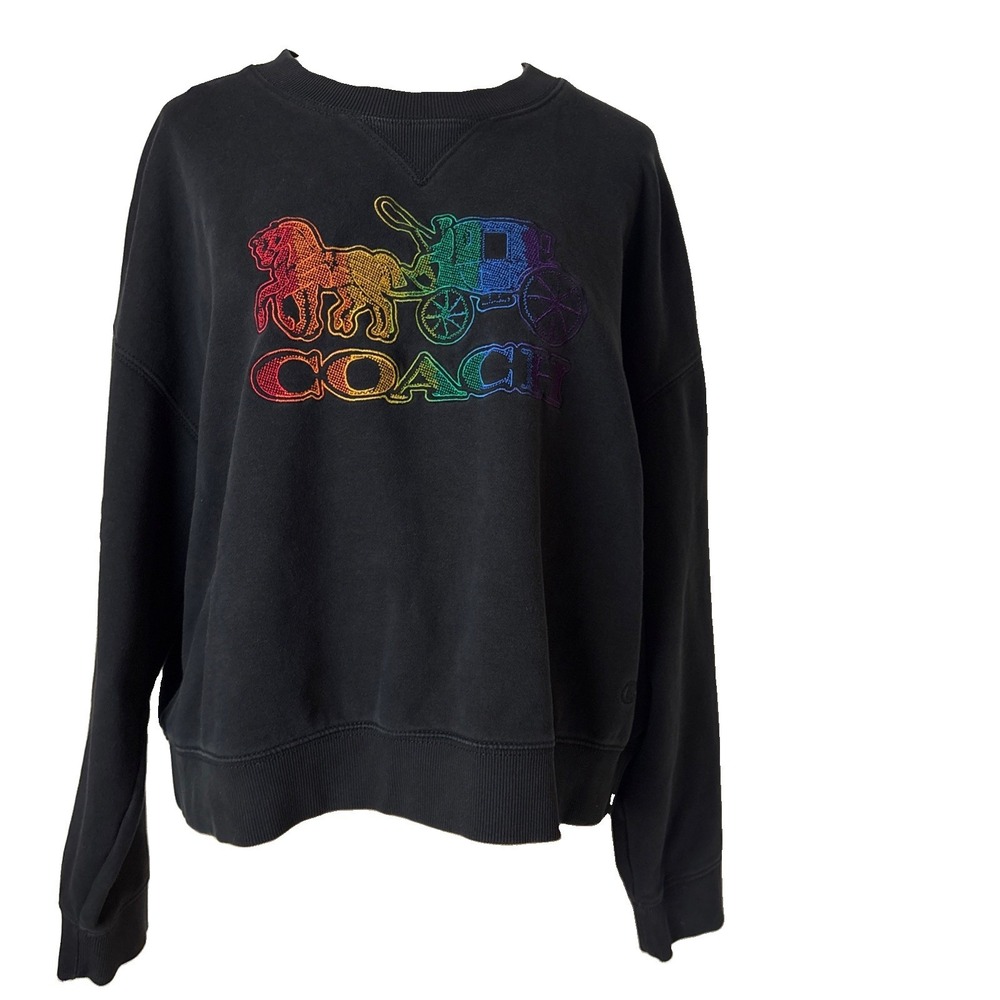 Coach Rainbow Horse Carriage Crewneck Sweatshirt Womens Size Small pullover